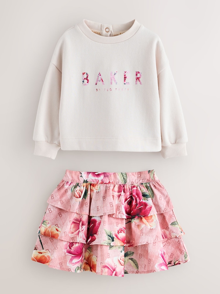 Baker by Ted Baker Sweat Top & Printed Tiered Skirts Set 2 Piece - Εικόνα 1 του 6 Baker by Ted Baker Sweat Top & Printed Tiered Skirts Set 2 Piece - Εικόνα 1 του 6