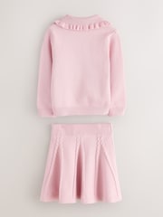 Baker by Ted Baker Pink 2 Piece Knitted Collar Top & Skirt Set - Image 2 of 7