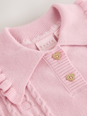 Baker by Ted Baker Pink 2 Piece Knitted Collar Top & Skirt Set - Image 3 of 7