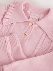 Baker by Ted Baker Pink 2 Piece Knitted Collar Top & Skirt Set - Image 5 of 7