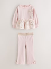 Baker by Ted Baker 2 Piece Gingham Bow Sweat Top & Flare Leggings Set - Slika 7 iz 12