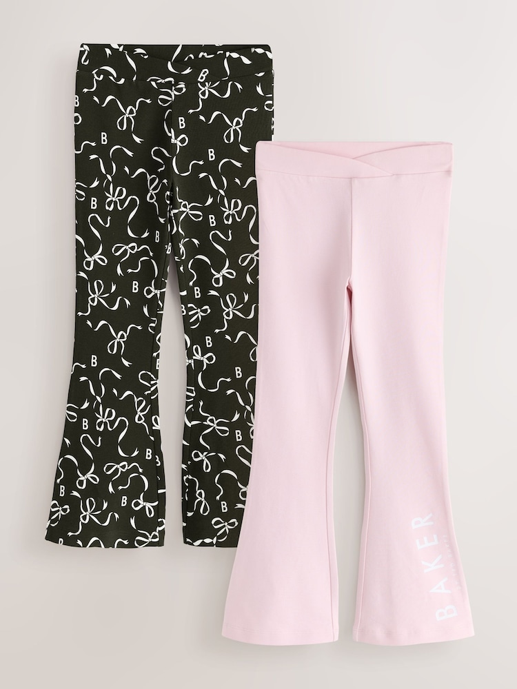 Baker by Ted Baker Multi Bow Print Flares Leggings 2 Pack - Image 1 of 5