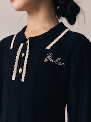 Baker by Ted Baker Navy Cable Knit Collared Dress - Image 3 of 10