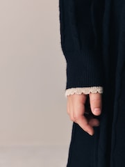 Baker by Ted Baker Navy Cable Knit Collared Dress - Image 4 of 10