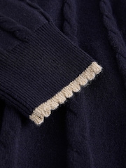Baker by Ted Baker Navy Cable Knit Collared Dress - Image 7 of 10