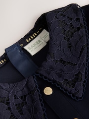 海軍藍 - Baker by Ted Baker Lace Collar Pleated Ponte Dress - 圖片 10/11
