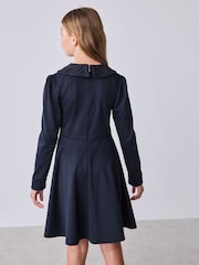 海軍藍 - Baker by Ted Baker Lace Collar Pleated Ponte Dress - 圖片 3/11