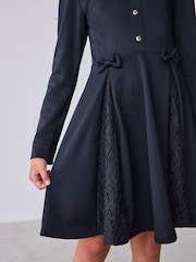 海軍藍 - Baker by Ted Baker Lace Collar Pleated Ponte Dress - 圖片 4/11