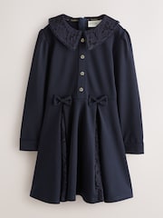 海軍藍 - Baker by Ted Baker Lace Collar Pleated Ponte Dress - 圖片 6/11