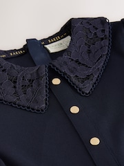 海軍藍 - Baker by Ted Baker Lace Collar Pleated Ponte Dress - 圖片 8/11