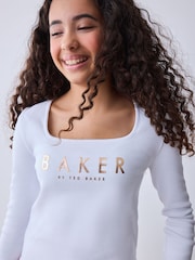 Baker by Ted Baker Pink 2 Piece Ribbed Top & Nylon Balloon Shape Trousers Set - Image 3 of 6
