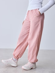 Baker by Ted Baker Pink 2 Piece Ribbed Top & Nylon Balloon Shape Trousers Set - Image 4 of 6