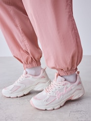 Baker by Ted Baker Pink 2 Piece Ribbed Top & Nylon Balloon Shape Trousers Set - Image 5 of 6