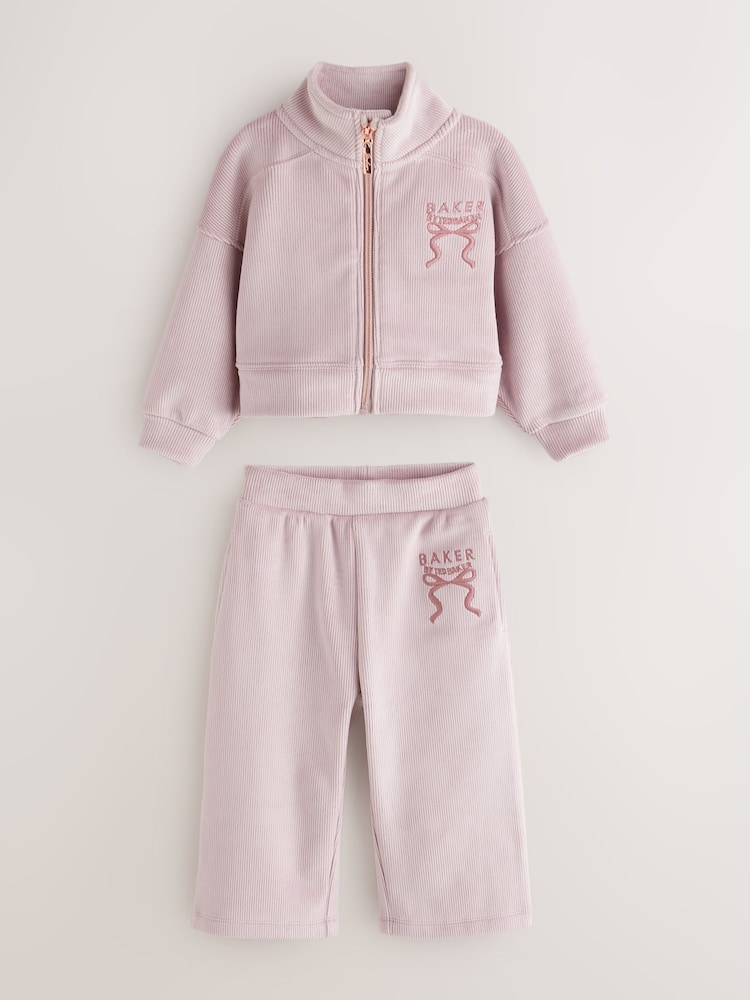 Сирень күлгін - Baker by Ted Baker Velour Rib Funnel Zip Through & Joggers Set 2 Piece - 5суретінің 1 суреті