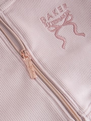 Baker by Ted Baker Lilac Purple Velour Rib Funnel Zip Through & Joggers Set 2 Piece - Image 9 of 10