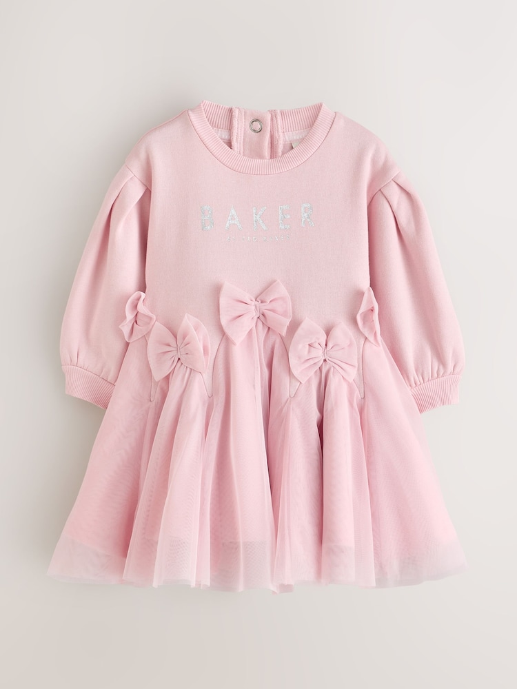 Վարդագույն - Baker by Ted Baker Bow Mesh Godet Sweat Dress - Պատկեր 1 4-ից
