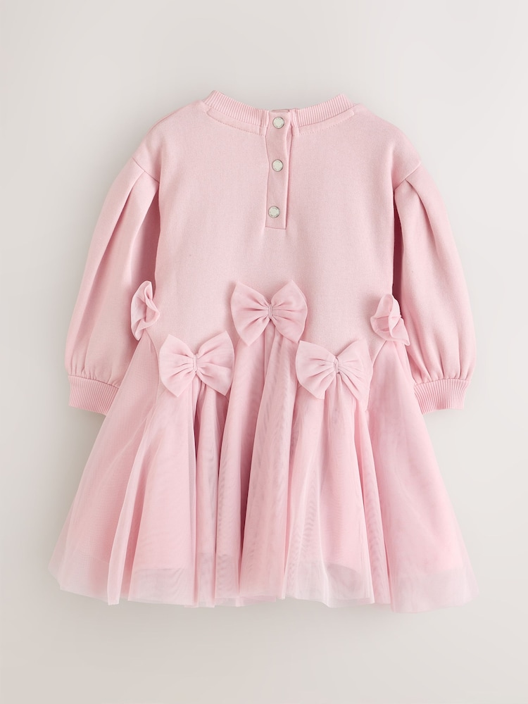 Վարդագույն - Baker by Ted Baker Bow Mesh Godet Sweat Dress - Պատկեր 2 4-ից