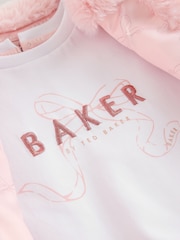Baker by Ted Baker 3 Piece Fur Gilet T-Shirt & Printed Leggings Set - Imagen 4 de 10