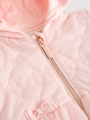Baker by Ted Baker Blush Pink B Jacquard Quilted Mesh Peplum Pramsuit - Image 4 of 7