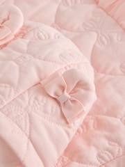 Baker by Ted Baker Blush Pink B Jacquard Quilted Mesh Peplum Pramsuit - Image 6 of 7