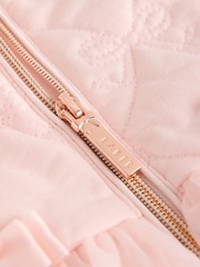 Baker by Ted Baker Blush Pink B Jacquard Quilted Mesh Peplum Pramsuit - Image 7 of 7