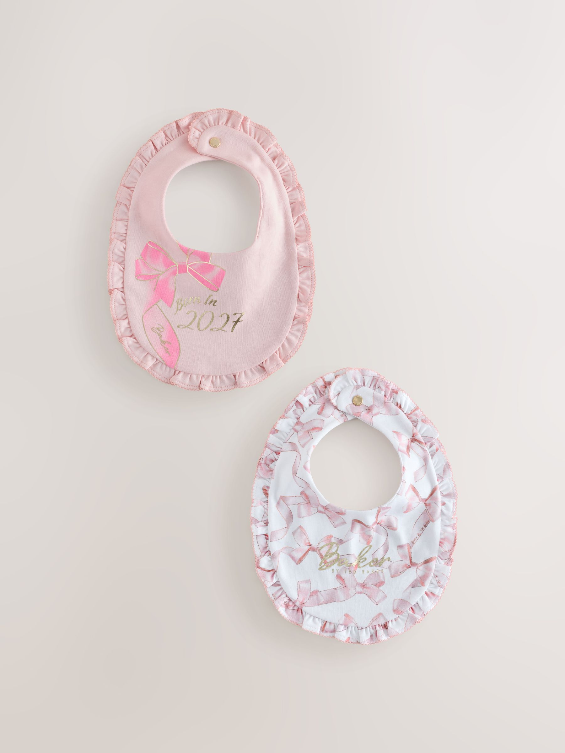 Baker by Ted Baker White 2 Pack Born In 2027 Bibs view 1
