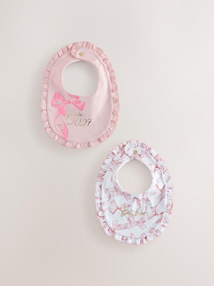 Baker by Ted Baker White 2 Pack Born In 2027 Bibs