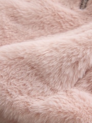 Baker by Ted Baker Pink Bow Sequin Embellished Faux Fur Coat - Image 11 of 11