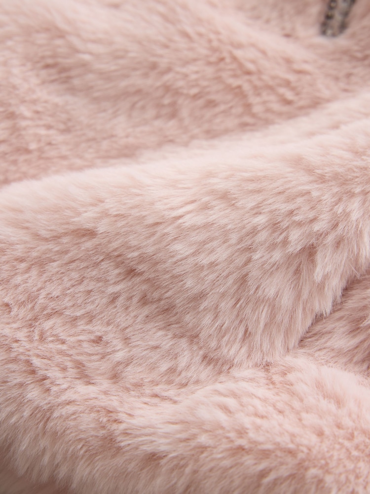 Baker by Ted Baker Pink Bow Sequin Embellished Faux Fur Coat - Image 11 of 11
