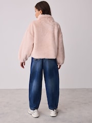 Baker by Ted Baker Pink Bow Sequin Embellished Faux Fur Coat - Image 2 of 11