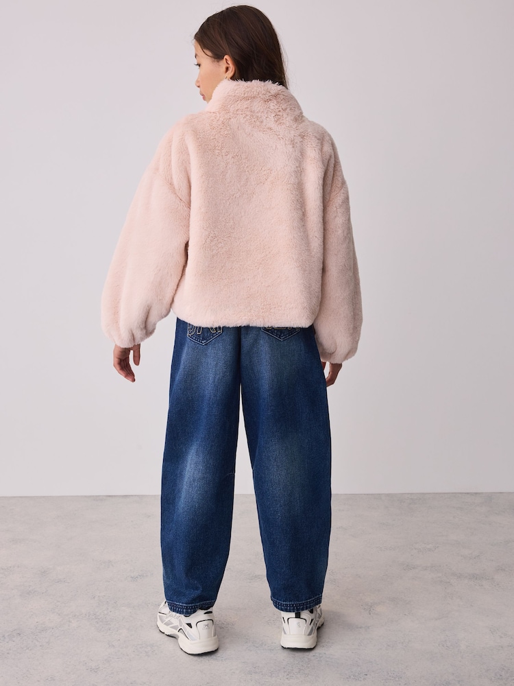 Baker by Ted Baker Pink Bow Sequin Embellished Faux Fur Coat - Image 2 of 11