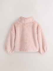 Baker by Ted Baker Pink Bow Sequin Embellished Faux Fur Coat - Image 6 of 11