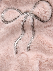 Baker by Ted Baker Pink Bow Sequin Embellished Faux Fur Coat - Image 8 of 11