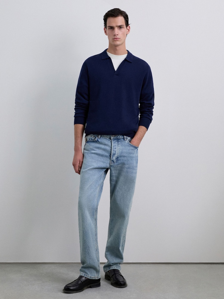 Scalpers Blue New Moller Tricot Polo Shirt - Image 1 of 5 Scalpers Blue New Moller Tricot Polo Shirt - Image 1 of 5