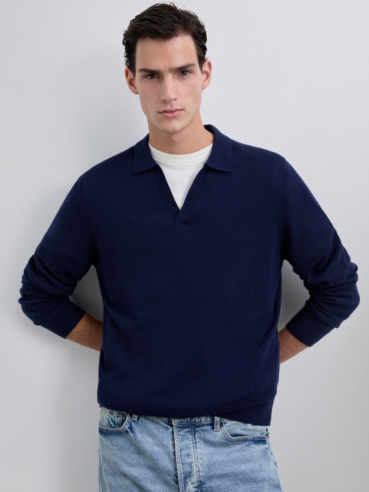 Scalpers Blue New Moller Tricot Polo Shirt - Image 2 of 5 Scalpers Blue New Moller Tricot Polo Shirt - Image 2 of 5