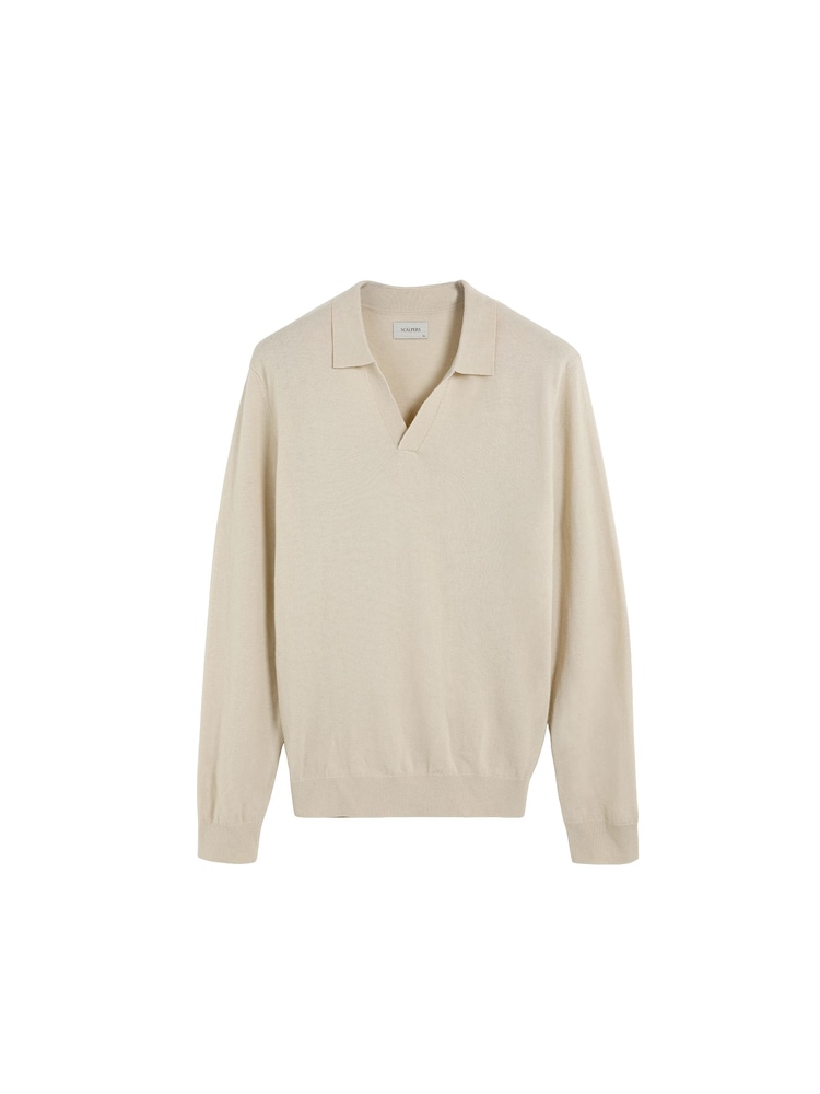 Scalpers Cream New Moller Tricot Polo Shirt - Image 4 of 4 Scalpers Cream New Moller Tricot Polo Shirt - Image 4 of 4