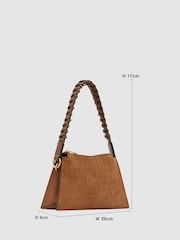 Reiss Tan Avery Embossed Suede and Leather Top-Handle Bag - Image 3 of 7