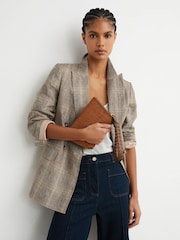 Reiss Tan Avery Embossed Suede and Leather Top-Handle Bag - Image 4 of 7