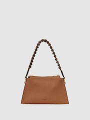 Reiss Tan Avery Embossed Suede and Leather Top-Handle Bag - Image 7 of 7