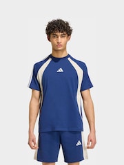 adidas Blue Seasonal Essentials Colorblock T-Shirt - Image 1 of 6