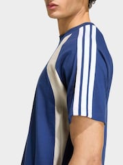 adidas Blue Seasonal Essentials Colorblock T-Shirt - Image 5 of 6