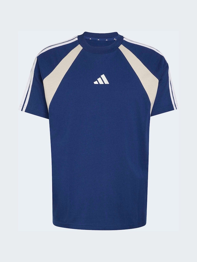 adidas Blue Seasonal Essentials Colorblock T-Shirt - Image 5 of 5 adidas Blue Seasonal Essentials Colorblock T-Shirt - Image 5 of 5