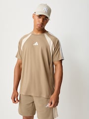 adidas Beige Seasonal Essentials Colorblock T-Shirt - Image 1 of 5