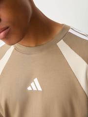 adidas Beige Seasonal Essentials Colorblock T-Shirt - Image 4 of 5