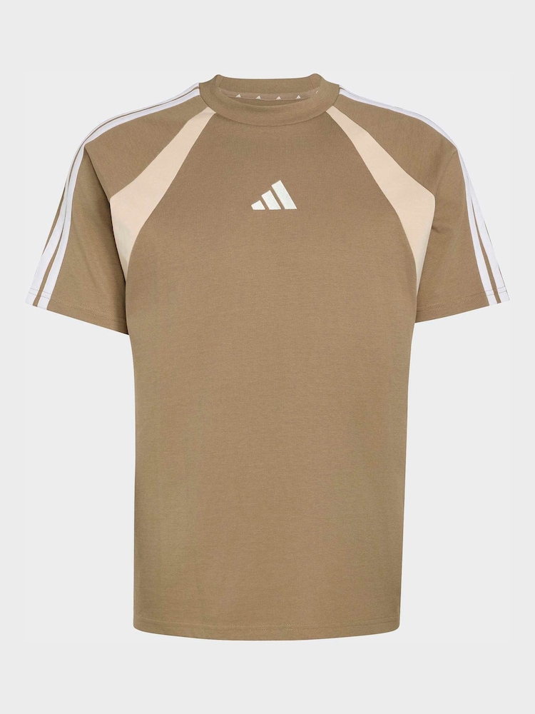 adidas Beige Seasonal Essentials Colorblock T-Shirt - Image 5 of 5 adidas Beige Seasonal Essentials Colorblock T-Shirt - Image 5 of 5
