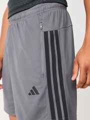 adidas Grey Workout Essentials Base 3-Stripes Pique Short 7Inch - Image 4 of 5