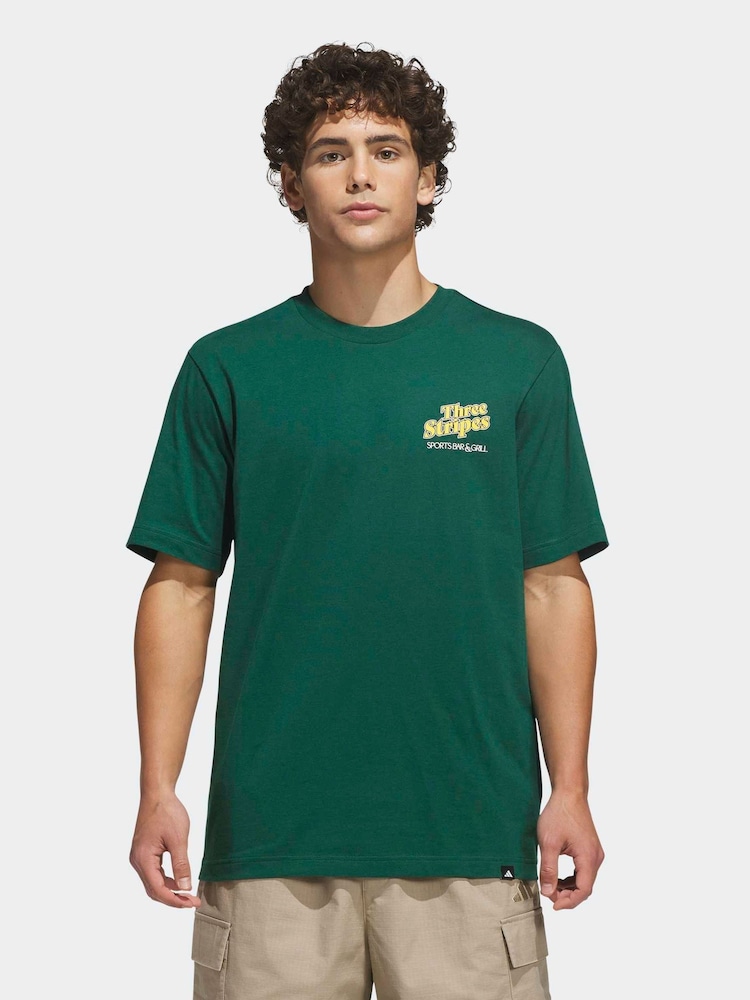 adidas Green Sports Bar Pool Graphic T-Shirt - Image 1 of 6