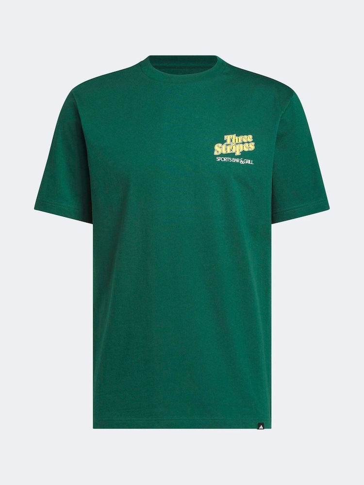 adidas Green Sports Bar Pool Graphic T-Shirt - Image 5 of 5