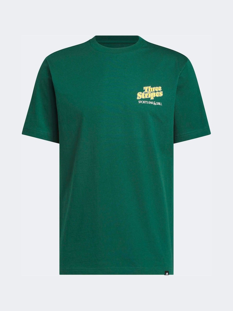 adidas Green Sports Bar Pool Graphic T-Shirt - Image 6 of 6