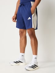 adidas Blue Seasonal Essentials Colorblock Fleece Shorts - Image 1 of 5